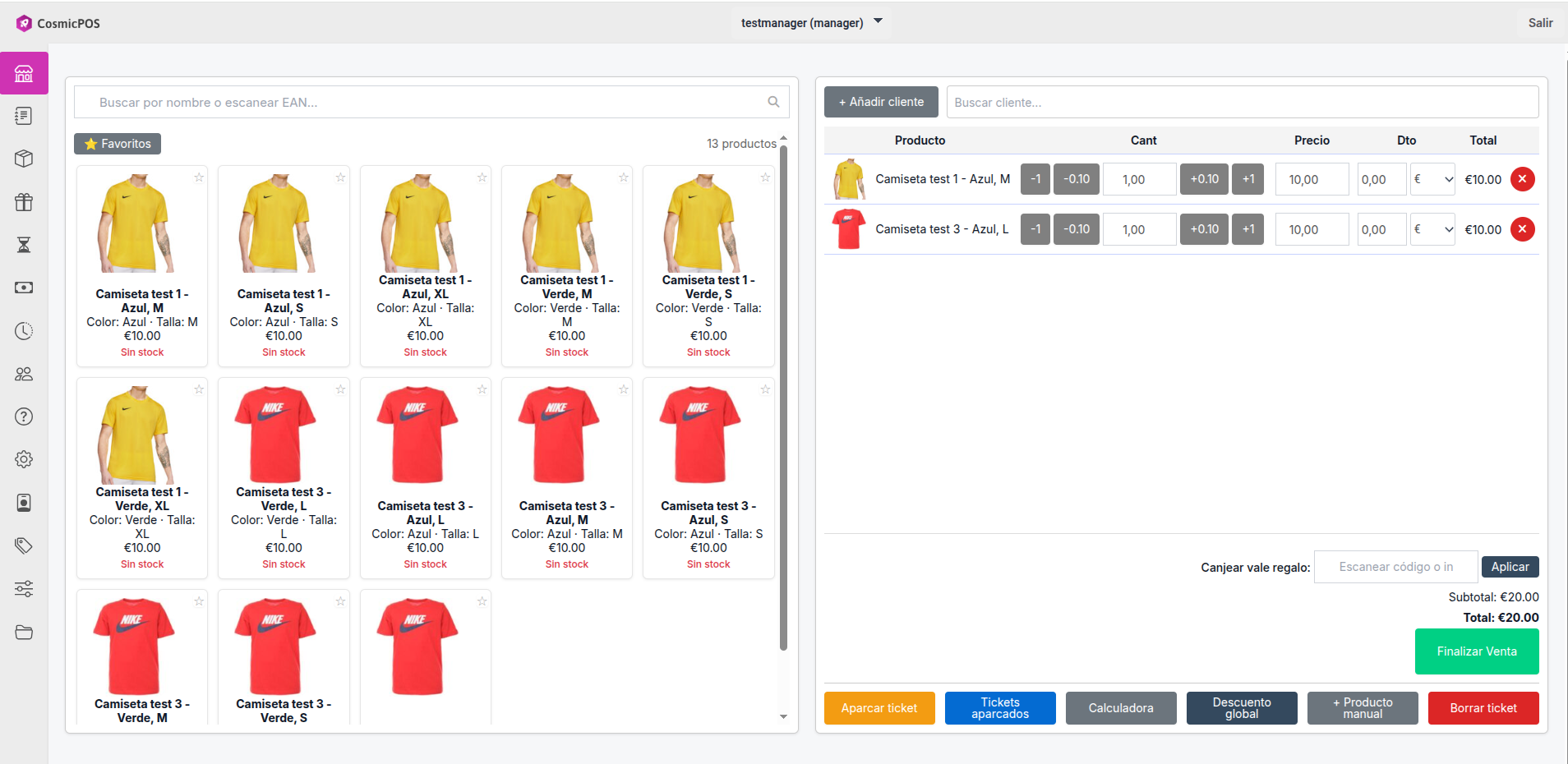 Interfaz del sistema TPV CosmicPOS mostrando tickets de venta